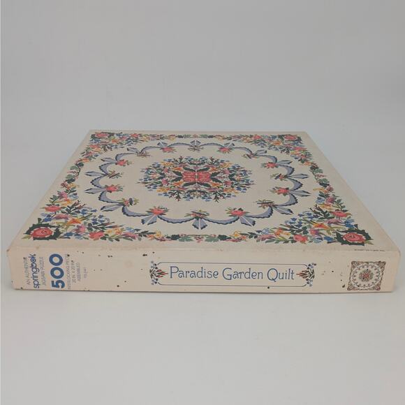 VTG Hallmark Quilt Square Puzzle Springbok Paradise Garden 500 Piece Jigsaw - Picture 8 of 11